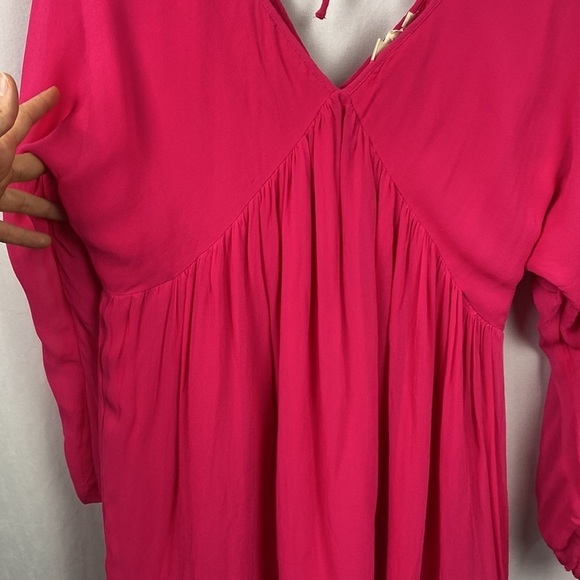 Anthropologie Let Me Be Forever That Girl Sheer Flowy Mini Dress - Hot Pink - M - Picture 8 of 13